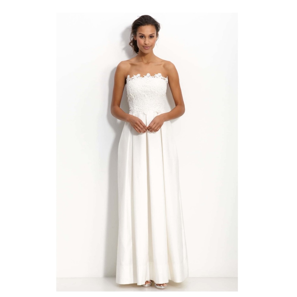 Eliza J Missy Lace Top Pleated Maxi Dress | Wedding Bridal Engagement Honeymoon